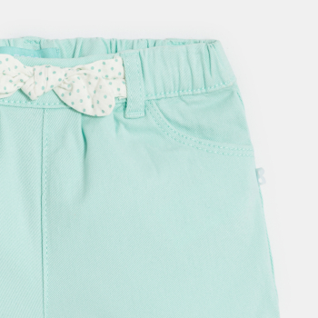 شورت بفيونكة فاخرة باللون الأزرق للفتيات الصغيرات